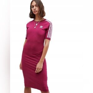 NWT! ADIDAS 3 Stripe Long Sleeve Mini Midi Dress